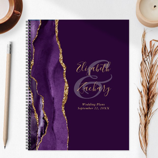 Agenda Planes de Boda de la Pluma de Oro Púrpura de Agate (Subido por el creador)