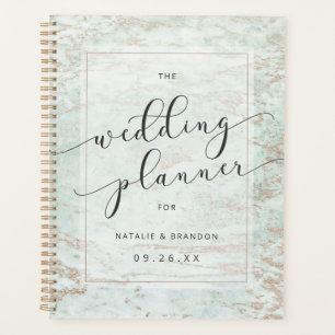 Agenda Planes de boda de Modern Marbles en Mint y Oro Ros