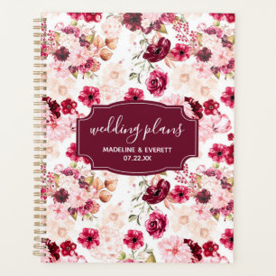 Agenda Planes de Boda floral de Moda rosa de Borgoña y Ru