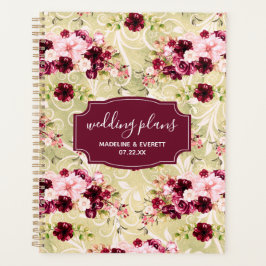 Agenda Planes de Boda floral rosa de Borgoña Verde y Rubo
