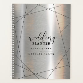 Agenda Planes de Boda geométrico metálico ID648 plateado/