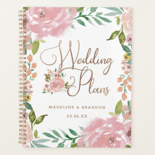 Agenda Planes de Boda Rosa Polvoriento Vintage Atractivo