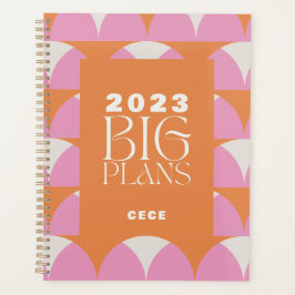 Agenda Planes grandes geométricos naranjas rosados modern