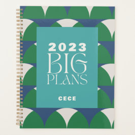 Agenda Planes grandes retro de color verde azul moderno