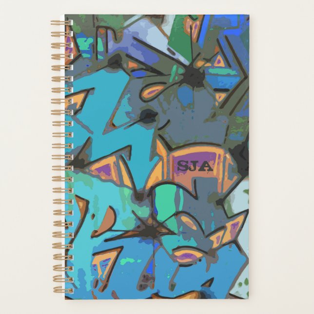 Agenda Planes semanales/mensuales de graffiti azul (Anverso)