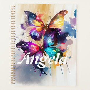 Agenda Planeta de mariposas acuarelas con fluidez en arco