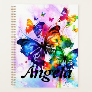 Agenda Planeta de mariposas acuarelas con fluidez en arco