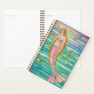 Agenda Planificación diaria de sirena marina al atardecer
