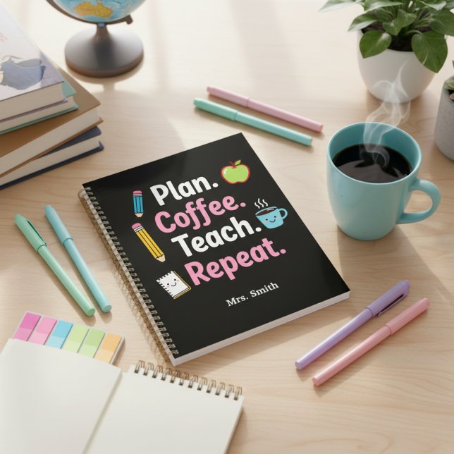 Agenda Planificar. Café. Enseñar. Repetir. Divertido Plan (Subido por el creador)