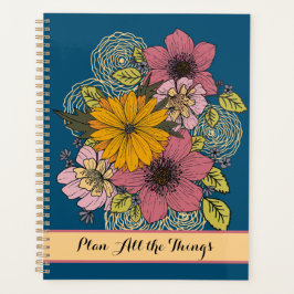 Agenda Planificar todas las cosas citando con flores bril