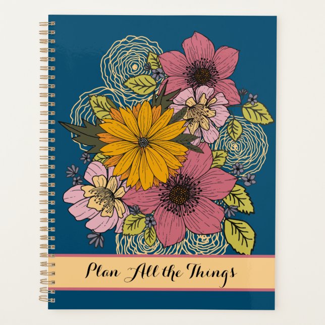 Agenda Planificar todas las cosas citando con flores bril (Anverso)