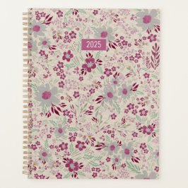 Agenda Planner 2025 Floral gris rosa
