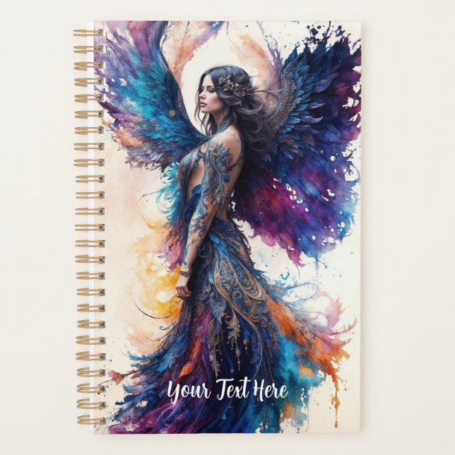 Agenda Planner - Ángel elegante con tinta negra intrincad (Anverso)