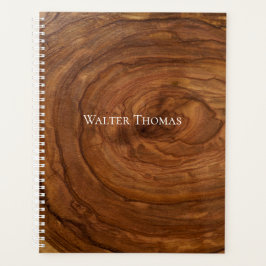 Agenda Planner anual de Personalizado de grano de madera