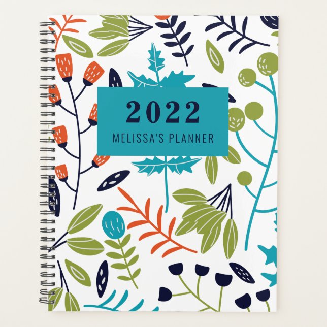 Agenda Planner anual personalizado de flores botánicas (Anverso)