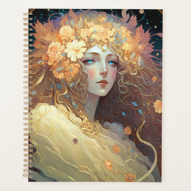 Agenda Planner artístico de la fantasía de diosa (Anverso)