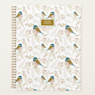 Agenda Planner Chickadees Pink Gold 2025