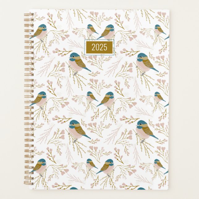 Agenda Planner Chickadees Pink Gold 2025 (Anverso)