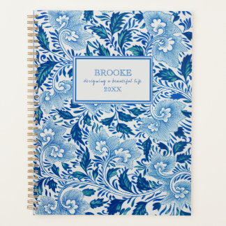Agenda Planner Chinoiserie azul y blanco