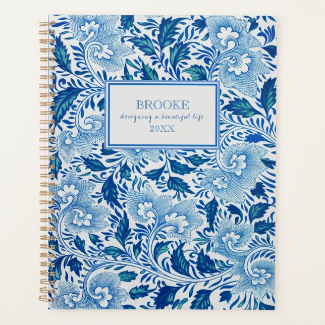 Agenda Planner Chinoiserie azul y blanco (Anverso)