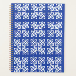 Agenda Planner clásico con patrones azules