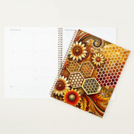 Agenda Planner con Honeycomb y diseño floral