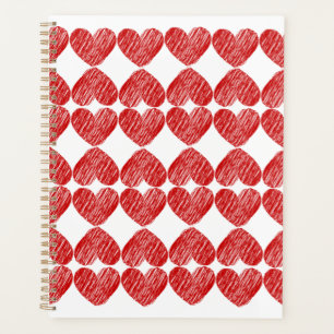 Agenda Planner con patrones de corazón rojo