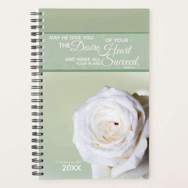 Agenda Planner cristiano para mujeres - Rosa blanca (Anverso)