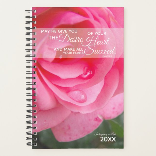 Agenda Planner cristiano para mujeres - Rosa roja (Anverso)