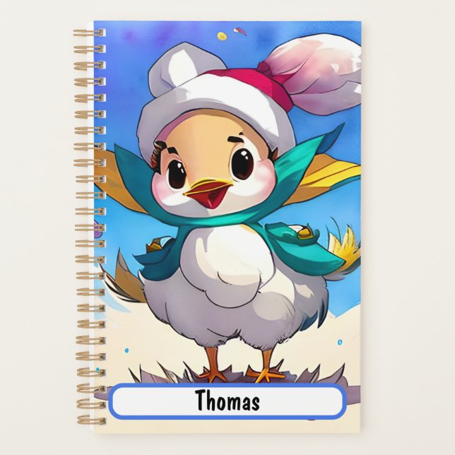 Agenda Planner Cute Birdie Con Nombre De Personalizable (Anverso)