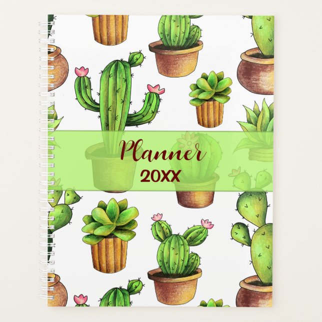 Agenda Planner de acuarela de cactus (Anverso)