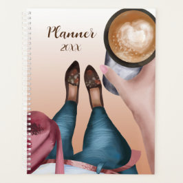 Agenda Planner de acuarela de Chica de café