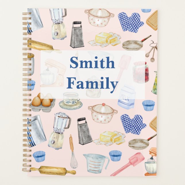 Agenda Planner de acuarela de cocina personalizado (Anverso)