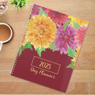 Agenda Planner de acuarela de crisantemo colorido