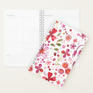 Agenda Planner de acuarela del jardín de flores silvestre