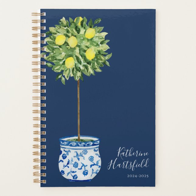 Agenda Planner de árbol de limón azul de la marina (Anverso)