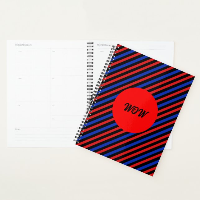 Agenda Planner de bandas rojas, negras y azules (Demostración)