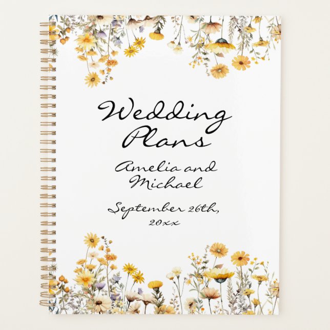 Agenda Planner de boda de flores silvestres de la pradera (Anverso)