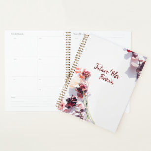 Agenda Planner de boda floral blanco
