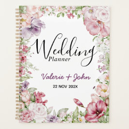 Agenda Planner de boda floral en el jardín inglés