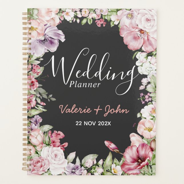 Agenda Planner de boda floral en el jardín inglés (Anverso)