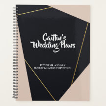 Planner de boda geométrico rosa negro y dorado