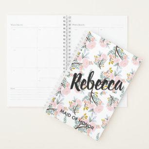 Agenda Planner de boda rosada de Rubor para la dama de ho