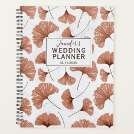 Agenda Planner de boda tropical de gingko follaje terraco