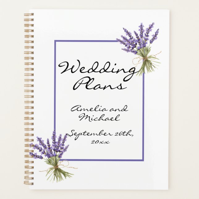 Agenda Planner de bodas de jardín con flores de lavanda (Anverso)