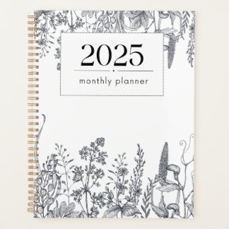 Agenda Planner de bonito Floral Line Art Monthly 2025