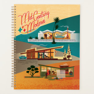 Agenda Planner de calendario de mitad de siglo Moderno de