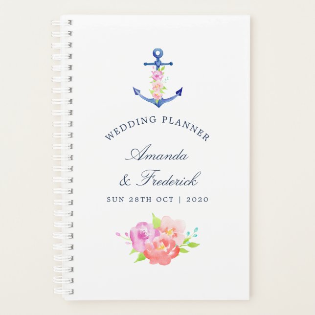Agenda Planner de casamiento acuático floral (Anverso)