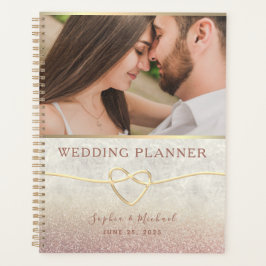 Agenda Planner de casamiento con foto de oro Rosa