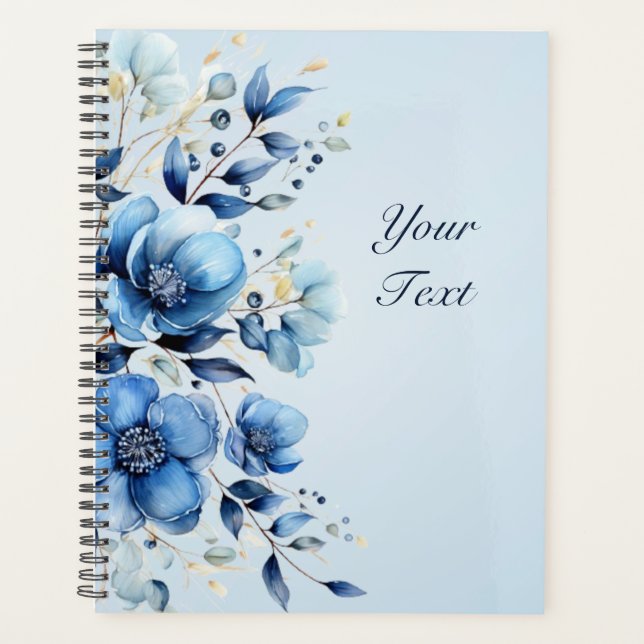 Agenda Planner de casamiento de flores azules (Anverso)
